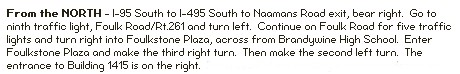 directions to foulk road from north